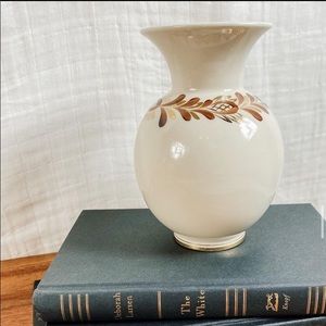 Gold rimmed hand painted vase
